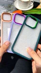 Metal Camera Protection Shockproof Hard Transparent Phone Case For iPhone 16 15 14 13 12 11 Pro Max XS XR X 8 7 Plus + SE 2020 Clear Phone Casing Macaron Colors Simple Fashion Anti-fall Phone Cover Shell