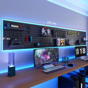 การตกแต่งแพ็กบอร์ด e-sports DIY พร้อมอุปกรณ์เสริมมากมาย เหมาะสําหรับการจัดเก็บคีย์บอร์ด หนู และสิ่งของอื่น ๆ