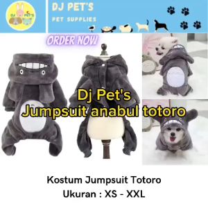 Baju Anjing dan Baju Kucing Jumpsuit Hewan Totoro Abu - Baju Anabul PET3052 (Cotton Blend) - Ukuran S-XL (120K)