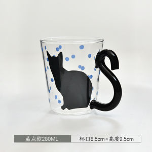 Mxmade Cute Cat Glass Water Cup Handmade Heat-Resistant Glass Tea Cup Creative Couple Cups Cup