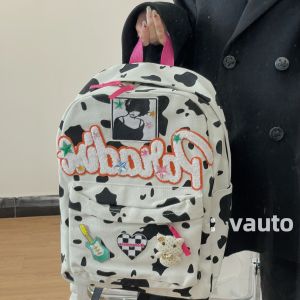 Túi Đeo Vai Đôi Họa Tiết Bò Dễ Thương Mới 2023 Túi Học Sinh Túi Đeo Vai Thời Trang Y2K Túi Học Sinh Túi Đựng Đồ Dùng Học Tập