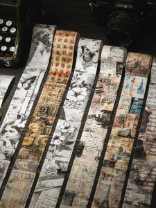 Creative Scrapbooking Base Material Book Page Scroll Background And Paper Tape Retro Artistic Book Page Underlay Decoration