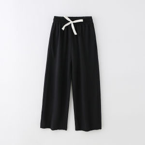 Girls Casual Wide Leg Straight Pants Autumn Spring Childrens Sports Trousers Comfortable Breathable Cotton Long Pants