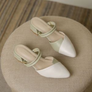 IELGY Fashionable Toe Sandals Womens Summer Block Heel Gentle French Style