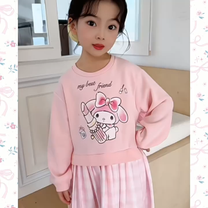 Ready Stock Kids Girl Kuromi Dress One Piece Sweater Long Sleeves Baby Girl Princess Dresses Soft Cotton Party Birthday Dress