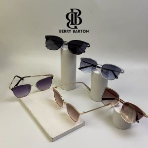 Berrybarton Kacamata Hitam Anti UV400 Sunglasses Outdoor Kacamata Semi Cat Eye Metal Wanita 80-689