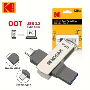 Ổ Đĩa USB Xoay Kodak K273 Type-C USB3.2 32GB 64GB 128GB 256GB Kim Loại Dùng Cho Điện Thoại Di Động Và Máy Tính Hỗ Trợ OTG
