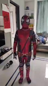 Bandai | New Movie Character Role Play Costume Superhero Deadpool Costume Mask Sword Bag Suits Halloween Party Cosplay Jumpsuit 3D Style