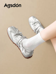 Agsdon | Ballet Bow Mary Jane Flat Shoes Silver