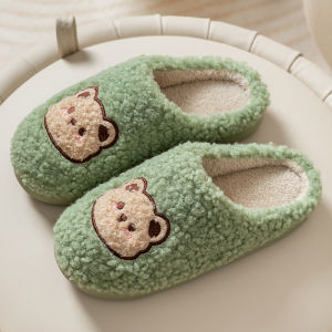 Cute Bear Fluffy Slippers Warm Plush House Shoes for Women and Men