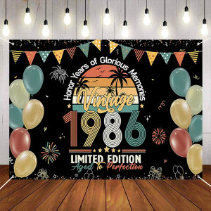Vintage 1986 Happy 40th Birthday Backdrop Back to 1986 Background Banner Photography Booth Props for Birthday Party Decoration