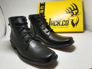 sepatu pdh pria model tali hidup dan sleting bahan full kulit sapi