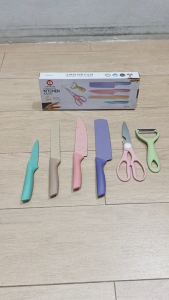 PISAU DAPUR SET 6 IN 1 STAINLESS STEEL / PISAU PEMOTONG SAYUR KUPAS BUAH / PISAU SET 6 IN 1 MULTI FUNGSI STAINLESS