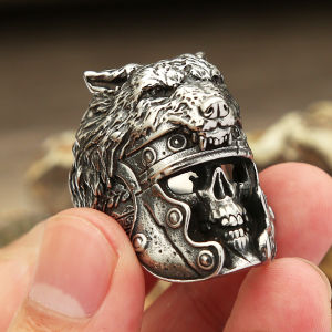 Vintage Stainless Steel Animal Skull Rings For Men Domineering Viking Wolf Head Skull Ring Punk Fashion Jewelry Gifts Wholesale