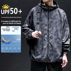 Summer Sun Protective Clothes Mens Breathable Thin UV Protection Camouflage Fishing Outwear Mens Shell Jacket Jacket Sun-Protective Clothing