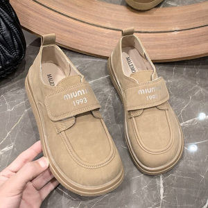 Wide round toe single shoes womens leather comfort