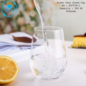 Ly Thuỷ Tinh Uống Nước Chịu Nhiệt Dáng Oval Lỡ 390Ml Hight Oval Glass Cup ES7018-1