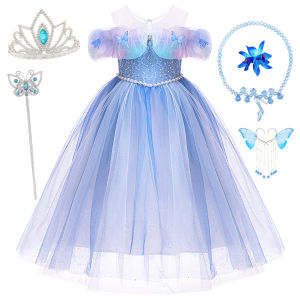 Cinderella Fairy Princess Dress Girl Butterfly Mesh Gown Child Cosplay Carnival Birthday Party Clothes Kids Performance Costumes