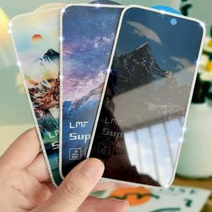  16Pro Night Glow Tempered Glass Screen Protector Full Cover Diamond like Texture Anti Shock Clear Frosted XR Xs 12Pro 13Diamond 14Diamond 15Promax
