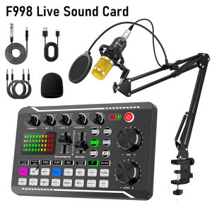 Live Sound Card Professional BM-800 Microphone Wireless Bluetooth Webcast Sound Card for PC Computer Phone Karaoke Singing Game