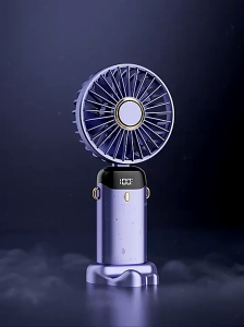 2026 Mini Portable Handheld Fan Portable Neck Hanging Fans 5 Speed USB Rechargeable Fan LED Screen