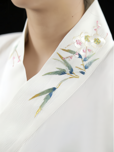 เสื้อเชิ้ตคอตั้งลายดอกไม้สไตล์จีนสำหรับทั้งชายและหญิง ทรงหลวม แขนยาว ปกติ ฤดูใบไม้ผลิ 2024 ผ้าโพลีเอสเตอร์ผสมคอตตอน