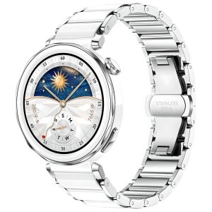 Dây Đeo Gốm 18mm Cho Đồng Hồ Huawei Watch GT5/4 41mm/GT5 Pro 42mm Dây Đeo Kim Loại Dành Cho Nữ Tương Thích Với Đồng Hồ Huawei