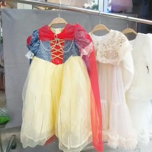 Váy công chúa bé gái Đầm dự tiệc cho bé 4-10 tuổi có choàng và đính nơ điệu đà đáng yêu