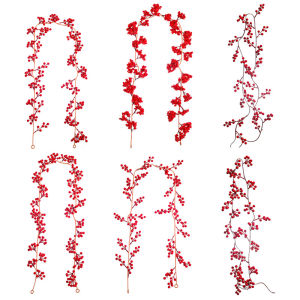 Dây Trang Trí Giáng Sinh Quả Việt Quất Đỏ 175/190/195cm Trang Trí Nhân Tạo Cho Nhà Cửa Tiệc Cưới Giáng Sinh Năm Mới Phụ Kiện Trang Trí Trong Nhà