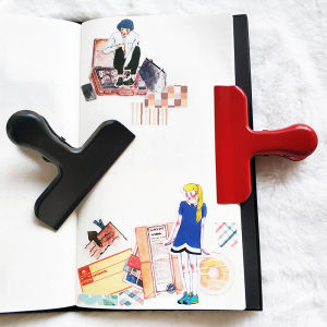 Hand Account Clip Black Red Metal Stainless Steel INS Office Stationery Little Clip Ticket Clips Book Holder Sheet Music Folder