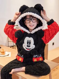 SHAPRA | Boys Mickey Cartoon Coral Fleece Pajama Set