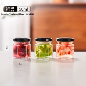 Mini Glass Sealed Bottle Food Grade Storage Jar 100ml Portable Hexagonal Shape Kitchen Storage Container for Brewing Liquor
