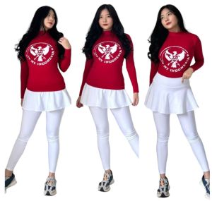 Setelan Legging Rok Mini Tp Indonesia Untuk Senam Agustusan