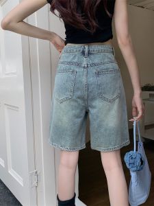 กางเกงยีนส์ทรงหลวมเอวสูง ขากระบอกสี่เหลี่ยม สไตล์ฤดูร้อน สำหรับผู้หญิงไซส์ใหญ่ กางเกงขาสั้นทรงตรง กางเกงขายาวลำลอง