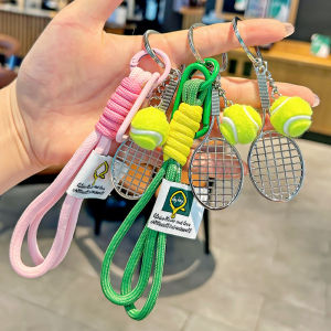 Creative Tennis Rackets Pendant Handwoven Keychain Cute Key Ring Women Bag Decor