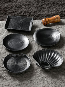 Tade Commercial Melamine Dinnerware Black Plastic Cold Dish Plate Small Snack Tray round Shape Chinese Style Bar KTV Dining Utensils