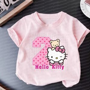 52TOYS | New Summer Cute and Fun Digital Hello Kitty Printed Parent Child Clothing Summer Childrens Casual Top Birthday Gift