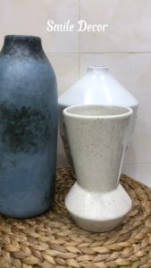 Bình gốm trắng cắm hoa miệng loe Smile Decor độc đáo cho hoa lay ơn  cành mai  đào