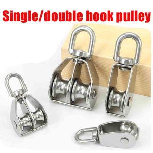Stainless Steel Pulley M15/M25 Single/Double Wheel Swivel Lifting Rope Pulley Set Wire Rope Crane Pulley Lifting Wheel Tools