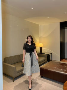 GLEC | Elegant Summer Faux Two-Piece Tie-Waist Dress