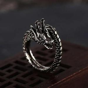 1 Set Fashion Adjustable Dragon Ring Men Women Jewelry Opening Rings Dragon Shape Around The Ring Man Gifts