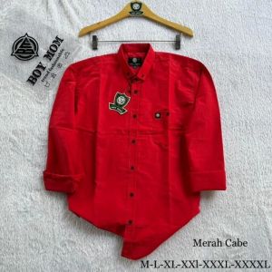 Kemeja Polos Formal Warna Merah Cabe Lengan Panjang Premium Pria Wanita