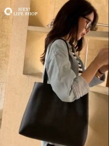 2024 NEW Korean Style Casual Soft Leather Tote Bag Large Capacity Womens Shoulder Bag Trendy Tote Handbag Elegant Simple Shoulder Bag