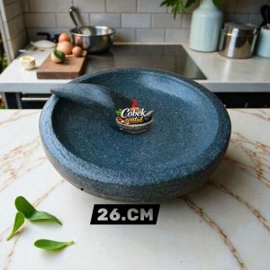 26cm Cobek Batu Asli Premium | Cobek Sambal Batu Alam Tebal Kuat Tahan Lama