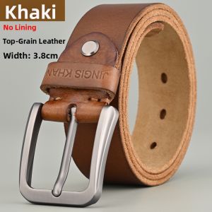 Handmade Leather Belt Mens Casual Fashion Belt Top Layer Cowhide Vintage Buckle Waist Belt for Men Leisure Trendy Belt