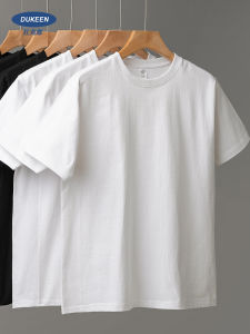 Basic Black White 280g Heavyweight Pure Cotton Short Sleeve T-Shirt Men Summer Loose Color Half Sleeve round Neck Shoulder T-Shirt