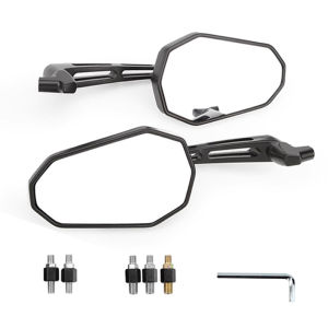 กระจกมองหลังสไตล์เรโทร 8/10มม. สีดำ Spion Motor กระจกมองข้างที่จับย้อนยุคแบบสากลสำหรับ ATV รถ สกู๊ตเตอร์ฝู่จักรยาน รองรับการซื้อสั่งที่เครื่องมือที่คุณปลอดภัย