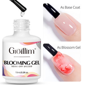 Groillim 15ml LED Gel Nail Polish - Blooming Marble Gradient Base Coat and Nail Polish Removable Reactive Color-Changing Gel Na