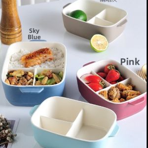 Fresh-Keeping Sealed Partitioned Ceramic Lunch Box 3 Sections