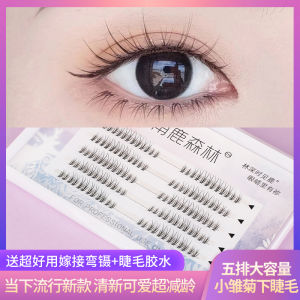 Natural Looking Daisy Shaped Female Single Cluster False Eyelashes Self Adhesive Easy to Use Black Silk Protein Thin Stem